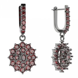 BG oválné náušnice 009-94 Stříbro 925 - ruthenium (30-90dní) Granát