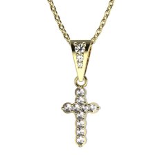 BG zlatý diamantový přívěšek křížek 580 Žluté zlato - 585 Diamant lab-grown