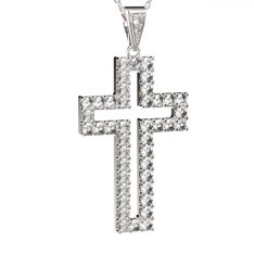 BG zlatý přívěšek křížek 238 Bílé zlato - 585 Diamant