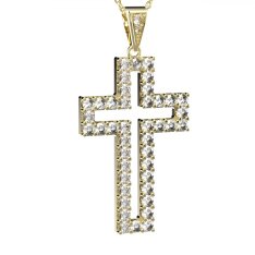 BG zlatý přívěšek křížek 238 Žluté zlato - 585 Diamant