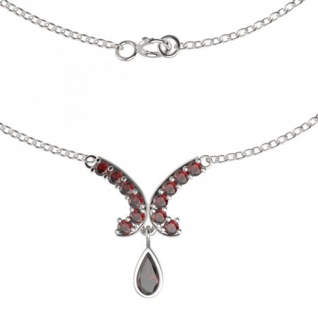 BG necklace 255 - Metal: Silver 925 - rhodium, Stone: Garnet