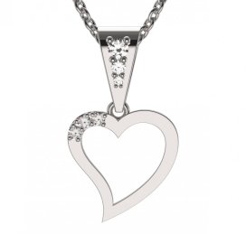 BG zlatý diamantový přívěšek srdíčko 1261 Bílé zlato - 585 Diamant lab-grown
