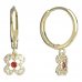 BeKid, Gold kids earrings -830 - Switching on: Circles 15 mm, Metal: Yellow gold 585, Stone: Red cubic zircon