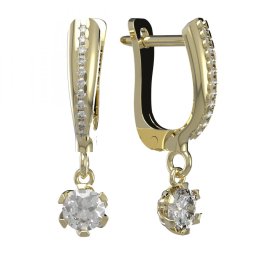 BG zlaté diamantové náušnice 870 Žluté zlato - 585 Diamant lab-grown