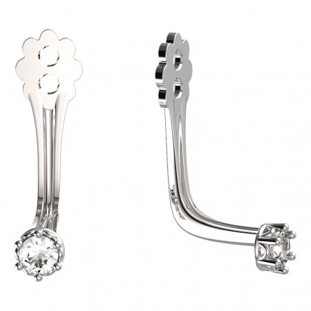 BeKid Gold earrings components 2 - Metal: White gold 585, Stone: Green cubic zircon