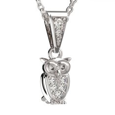 BG zlatý přívěšek - Sova 805 Bílé zlato - 585 Diamant