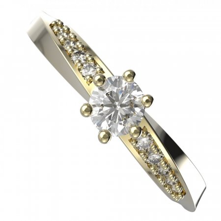 BG zlatý diamantový prstýnek 1444 /zásnubní-snubní/ - Kov: Bílé zlato 585, Kámen: Diamant lab-grown