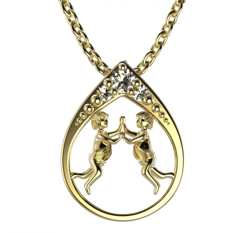 BG zlatý diamantový přívěšek Blíženci 047 Žluté zlato - 585 Diamant lab-grown