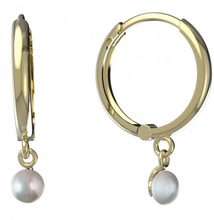 BeKid dětské náušnice 1290 s perlou - Zapínání: Kruhy 15 mm, Kov: Bílé zlato 585, Perla: Bílá