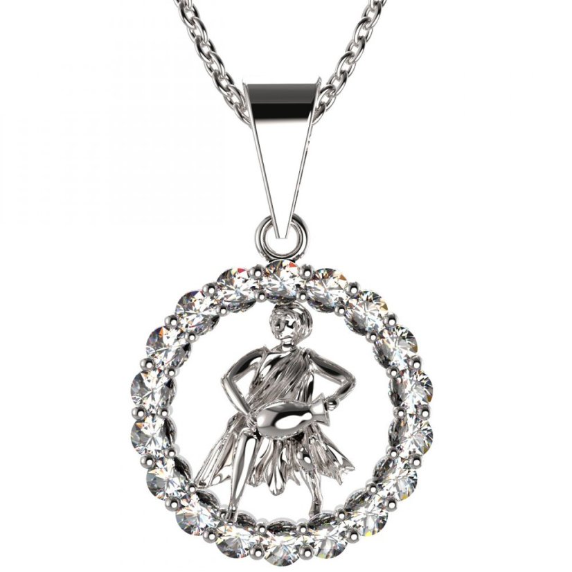 BG zlatý přívěšek Vodnář 044 Bílé zlato - 585 Diamant