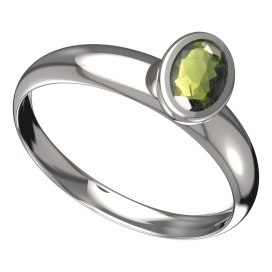 BG vltavínový prsten 559T Bílé zlato - 585 Vltavín