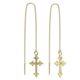 BG zlaté náušnice křížek 1109 Žluté zlato - 585 Diamant