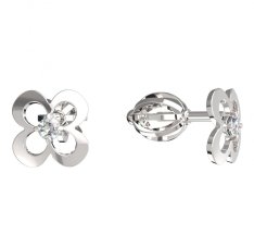 BG zlaté náušnice čtyřlístek 829 Bílé zlato - 585 Diamant