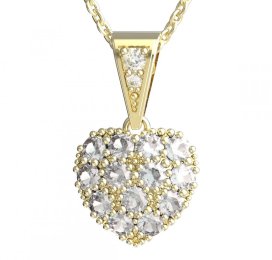 BG zlatý diamantový přívěšek srdíčko 1571 Žluté zlato - 585 Diamant lab-grown
