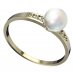 BG zlatý prstýnek s perlou 561 J - Kov: Bílé zlato 585, Kámen: Kubický zirkon a tahiti perla
