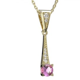 Zlatý přívěsek s růžovým zirkonem, žluté zlato 585 – 985 (ZN349851)