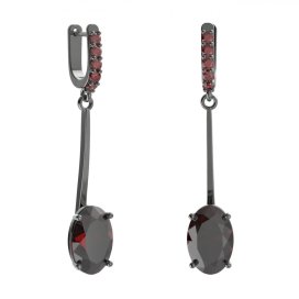 BG náušnice s centrálním oválným kamenem 480-A93 Bílé zlato - 585 Granát