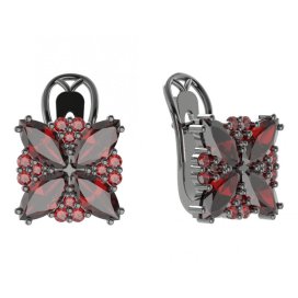 BG  náušnice 408-R7 solitérní Stříbro 925 - ruthenium (30-90dní) Granát