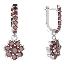 BG kulaté náušnice 456-94 Stříbro 925 - rhodium Granát