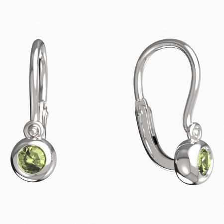 BeKid, Gold kids earrings -101 - Switching on: Brizura 0-3 roky, Metal: White gold 585, Stone: Green cubic zircon