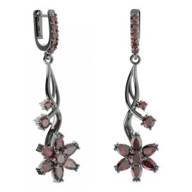 BG náušnice ve tvaru hvězdy 520-P93 Stříbro 925 - ruthenium (30-90dní) Granát