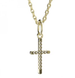 BeKid dětský přívěšek křížek 1107 Žluté zlato - 585 Diamant