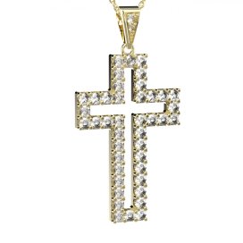 BG zlatý přívěšek křížek 238 Žluté zlato - 585 Bílý kubický zirkon