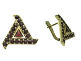 BG náušnice s českým granátem  104 Žluté zlato - 585 Granát