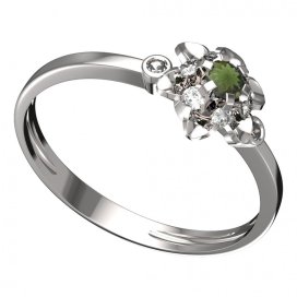 BG vltavínový prsten 878L Bílé zlato - 585 Vltavín a diamant