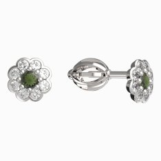 BG vltavínové náušnice 552 Bílé zlato - 585 Vltavín a diamant