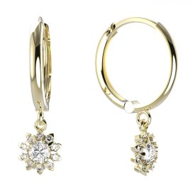 BG zlaté diamantové náušnice 987 Žluté zlato - 585 Diamant lab-grown