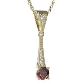 Zlatý přívěsek s českým granátem a diamantem, žluté zlato 585 – 985 (ZGD349851)