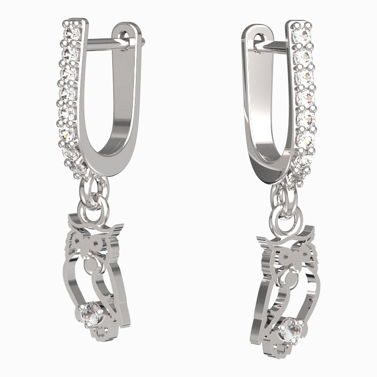 BeKid dětské náušnice sovička 1185 Bílé zlato - 585 Diamant