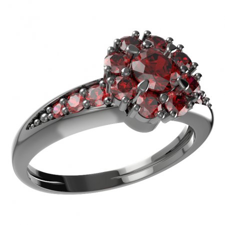 BG prsten kulatý kámen 497-J - Kov: Stříbro 925 - rhodium, Kámen: Granát
