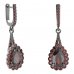 BG earring drop stone  519-G91 - Metal: Silver 925 - rhodium, Stone: Moldavit and garnet