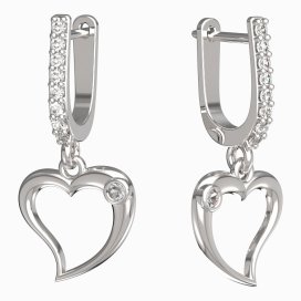 Bg náušnice srdíčko 1268 Bílé zlato - 585 Diamant