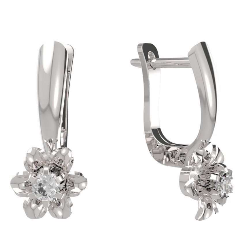 BG zlaté náušnice 877 Bílé zlato - 585 Diamant