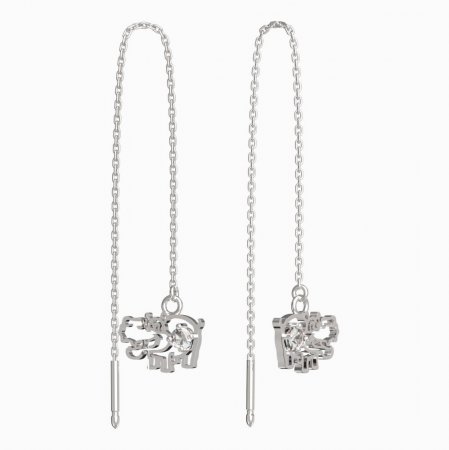 BeKid, Gold kids earrings -1188 - Switching on: Chain 9 cm, Metal: White gold 585, Stone: White cubic zircon