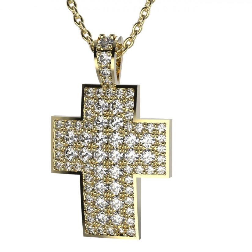 BG zlatý diamantový přívěšek křížek 759 Žluté zlato - 585 Diamant lab-grown