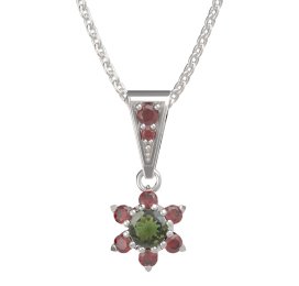 BG přívěšek 978 Stříbro 925 - rhodium Vltavín a granát
