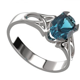 BG zlatý prstýnek 1466 Bílé zlato - 585 Světle modrý kubický zirkon