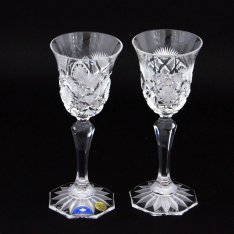 Set of two crystal handmade liquor cups Šafránek 406