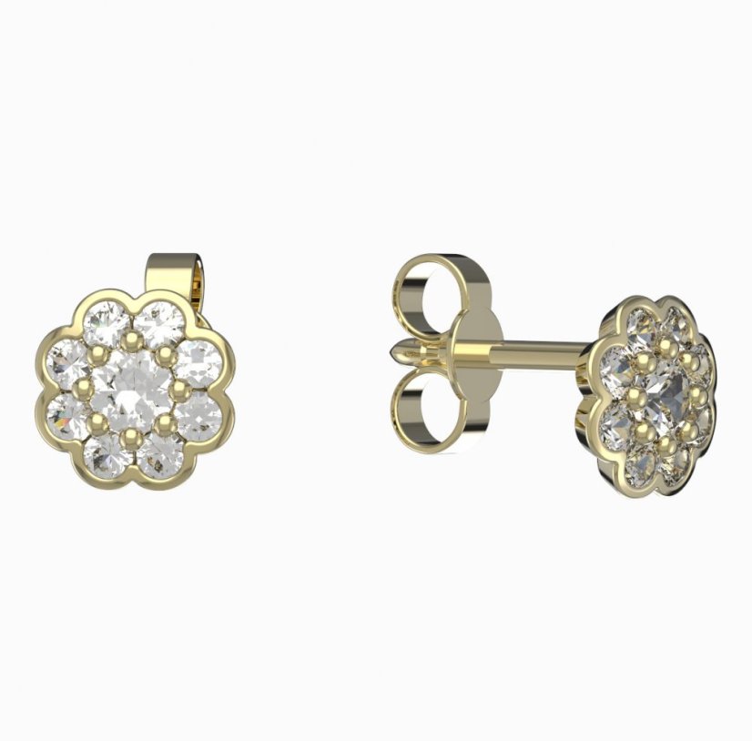 BG zlaté náušnice 552 Žluté zlato - 585 Diamant
