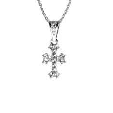 BG zlatý diamantový přívěšek křížek 267 Bílé zlato - 585 Diamant lab-grown