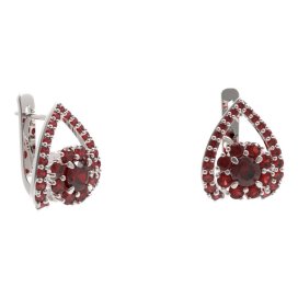 BG náušnice kruhováho tvaru 497-90 Stříbro 925 - rhodium Granát