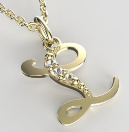 BeKid dětský zlatý přívěsek písmenko L - 1521 Žluté zlato - 585 Diamant