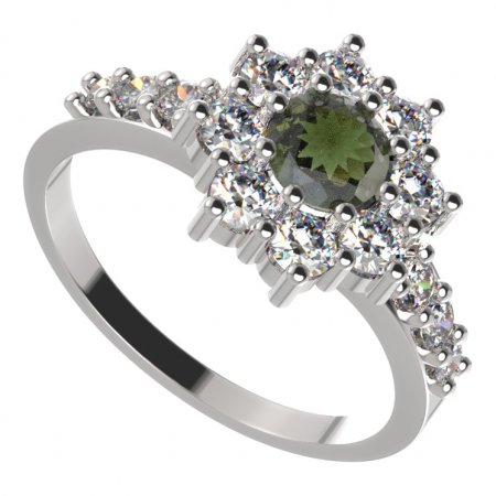BG prsten 023-Z kulatého tvaru - Kov: Stříbro 925 - rhodium, Kámen: Granát