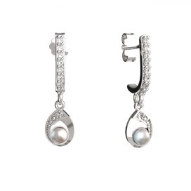 BeKid dětské náušnice 1242 s bílou perlou Bílé zlato - 585 Bílý kubický zirkon