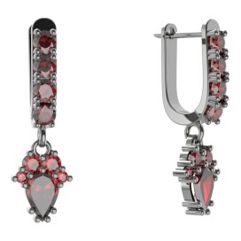 BG kapkovité náušnice 258-96 Stříbro 925 - ruthenium (30-90dní) Granát