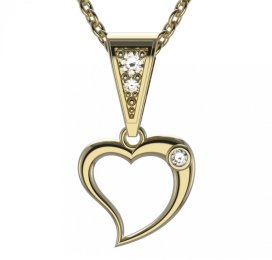 BG zlatý diamantový přívěšek srdíčko 1268 Žluté zlato - 585 Diamant lab-grown